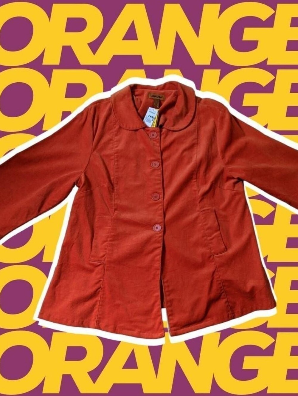 Deadstock NWT Vintage 70s Gold Flava Funky Corduroy Swing Jacket - orange - 16